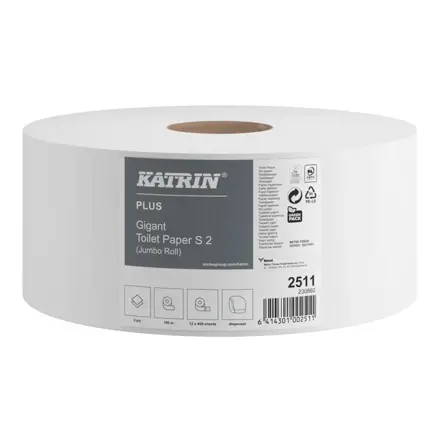 93663 / 2511 Katrin plus gigant jumbo toaletný papier 100 m 12 ks