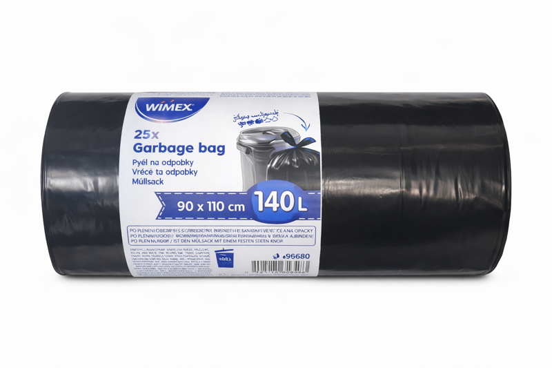Vrece na odpadky Typ60 čierne 90 x 110 cm 140L [25 ks]
